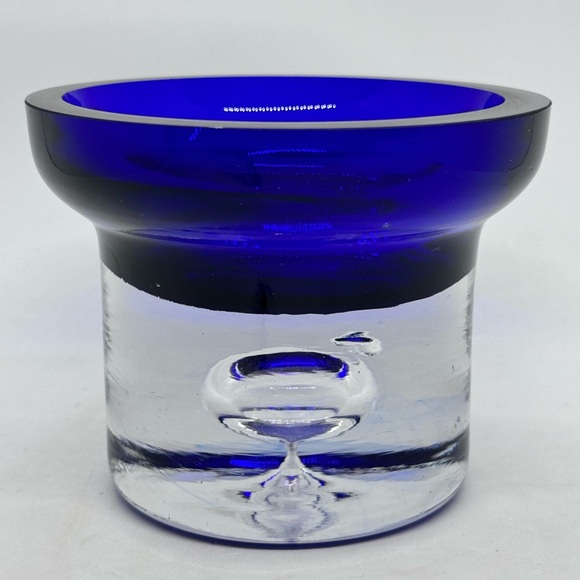 PartyLight Cobalt/Clear Tealight Votive Candleholder With Controlled Bubble - Picture 1 of 5
